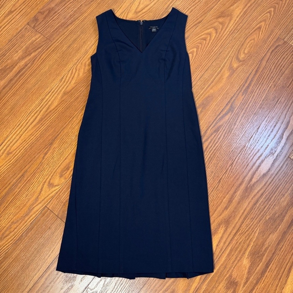 Ann Taylor Petite Navy Blue Sleeveless V-Neck Sheath Dress 0P 414180